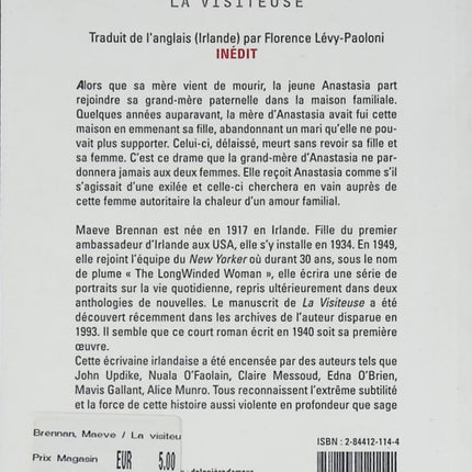 La Visiteuse - Recueil de nouvelles et histoires psychologiques de Maeve Brennan - Livre