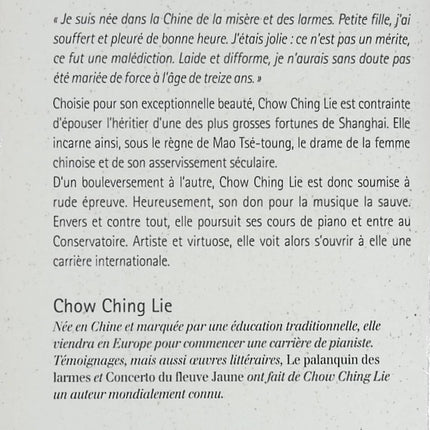 Le Palanquin des larmes - Mémoires et récit de vie bouleversant de Chow Ching Lie - Livre