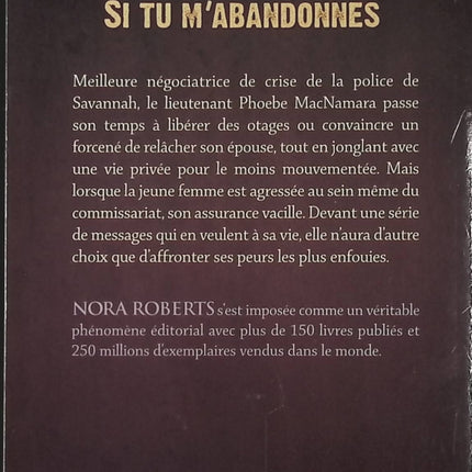 Roman romantique suspense drame familial Si tu m’abandonnes – Nora Roberts - livre