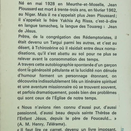 Carnet de route – Jean Ploussard – récits de voyages et observations personnelles Livre d’occasion  - livre