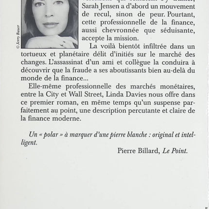 L’Initiée – roman thriller financier de Linda Davies – suspense et manipulation – livre d’occasion - livre