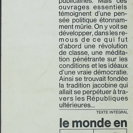 Livre d’occasion L’Esprit de la Révolution suivi de "Fragments sur les institutions républicaines" – Louis-Antoine-Léon Saint-Just – textes historiques et réflexions politiques - livre