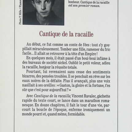 Cantique de la racaille – roman contemporain et critique sociale – Vincent Ravalec - Livre