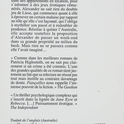 Fiançailles – Chloe Hooper – Roman contemporain intense sur amour, secrets et tensions psychologiques - livre