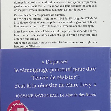 Les enfants de la liberté – Marc Levy – roman historique Seconde Guerre mondiale et résistance - Livre