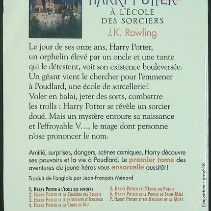 Harry Potter à l’école des sorciers – J.K. Rowling roman fantasy magie Poudlard sorcier aventure tome 1 - Livre