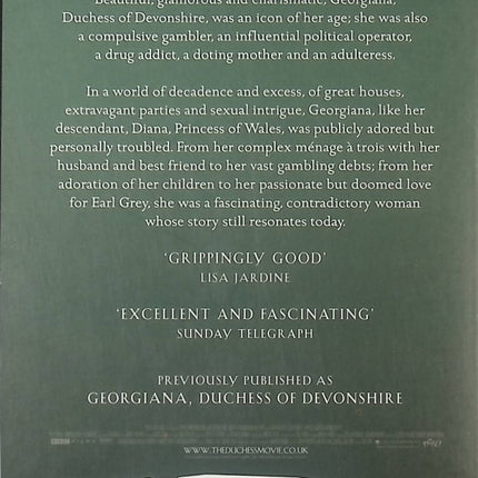 The Duchess - Georgiana, Duchess of Devonshire Amanda Foreman biographie historique vie et influence - Livre en Anglais