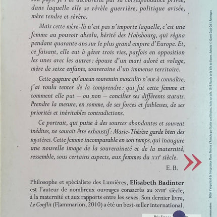 Le Pouvoir au féminin – Marie-Thérèse d’Autriche (1717-1780), l’impératrice reine – Elisabeth Badinter – Biographie historique d’occasion - Livre