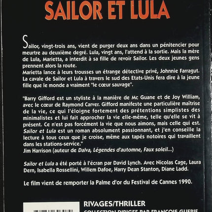 Sailor et Lula – Barry Gifford – roman noir culte adapté par David Lynch – livre d’occasion - Livre