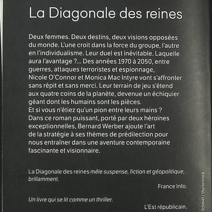 La Diagonale des reines – roman d’échecs et stratégie de Bernard Werber – duel féminin, psychologie et suspense - livre