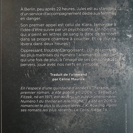 L’Accompagnateur – Sebastian Fitzek thriller psychologique avion huis clos suspense angoisse manipulation - Livre