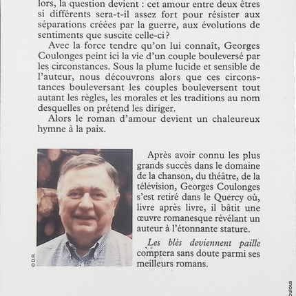 Les blés deviennent paille – Georges Coulonges, roman poignant - livre