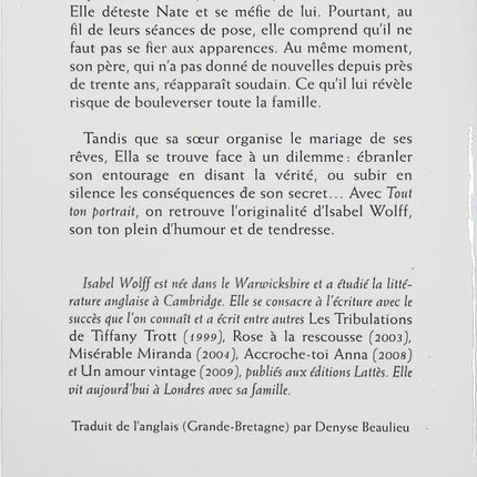 Tout ton portrait – Isabel Wolff – roman contemporain émotionnel et quête identitaire – livre d’occasion - Livre