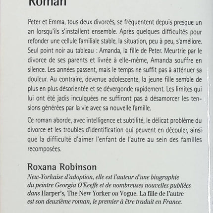 La Fille de l’autre – Roxana Robinson – roman famille recomposée divorce et adolescence - Livre