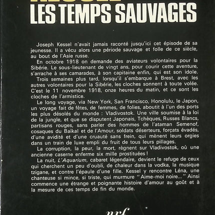 Les Temps sauvages - Joseph Kessel - Livre