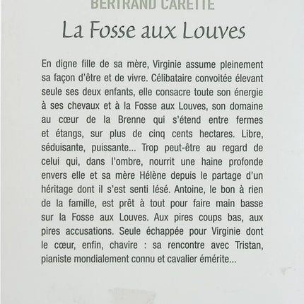 La fosse aux louves de Bertrand Carette – roman noir et thriller psychologique d’occasion - Livre