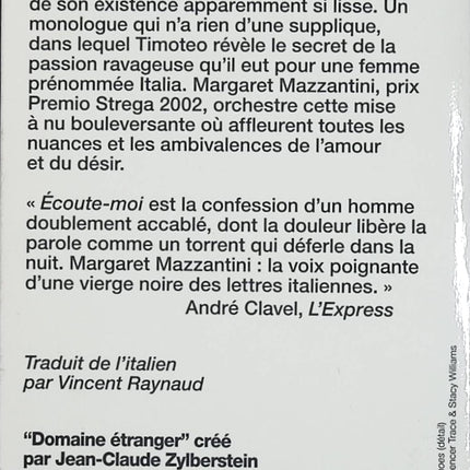 Écoute-moi – Margaret Mazzantini – roman passion amoureuse drame familial et secrets - Livre