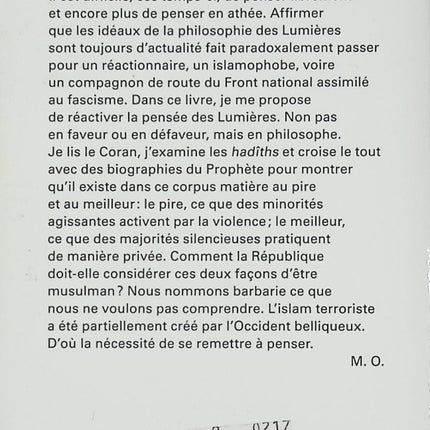 Essai philosophie religion Penser l’islam Michel Onfray analyse critique civilisation livre occasion - Livre