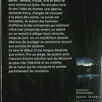 Thriller psychologique Sorry Zoran Drvenkar suspense meurtre culpabilité enquête livre occasion - Livre