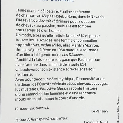 Poussière blonde – roman contemporain poignant de Tatiana de Rosnay – drame, émotions et destin de Marilyn Monroe - livre