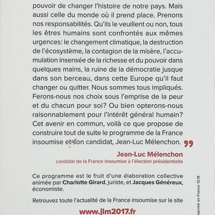 L’Avenir en commun – Le programme de Jean-Luc Mélenchon et de La France insoumise d’occasion - Livre