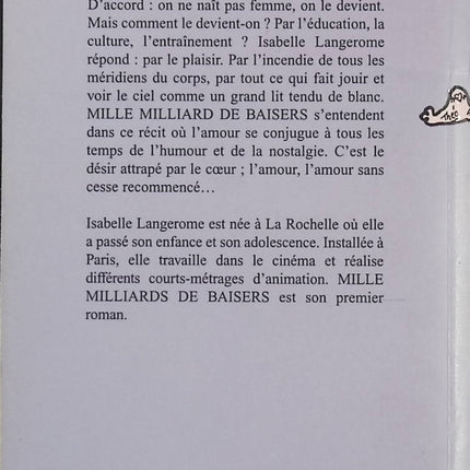 Mille milliards de baisers – Isabelle Langerome – roman contemporain sensuel et initiatique – livre d’occasion - Livre