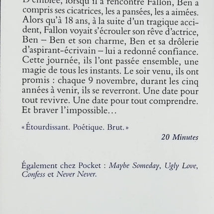 November 9 – Colleen Hoover – roman romance contemporaine amour impossible secrets destin coup de cœur d’occasion - Livre