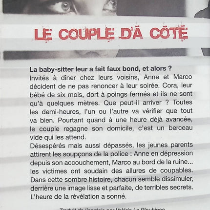 Le Couple d’à côté – Shari Lapena – thriller psychologique à suspense et disparition d’enfant – livre d’occasion - Livre