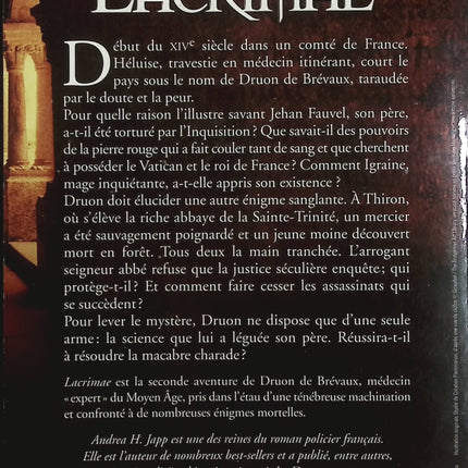 Les Mystères de Druon de Brévaux – Lacrimae – Andrea H. Japp – Roman historique médiéval d’occasion - Livre