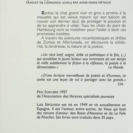 Histoire d’une mouette et du chat qui lui apprit à voler – Luis Sepúlveda – conte occasion - Livre