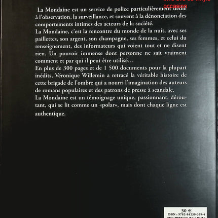 La Mondaine – Véronique Willemin – Histoire de la police des mœurs et archives criminelles d’occasion - Livre