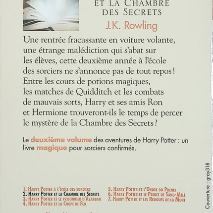 Harry Potter et la Chambre des secrets – J.K. Rowling roman fantasy magie Poudlard basilic mystère sorcier tome 2 - Livre