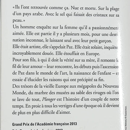 Plonger – Christophe Ono-dit-Biot – roman contemporain amour enquête disparition occasion - Livre