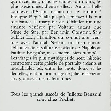 Elles ont aimé – Juliette Benzoni – roman historique portraits de femmes amour histoire occasion - Livre