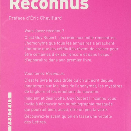 Reconnus livre adulte Guy Robert roman contemporain développement personnel identité reconnaissance sociale - Livre