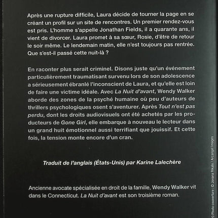 La nuit d’avant – Wendy Walker thriller psychologique suspense amnésie disparition enquête tension - Livre