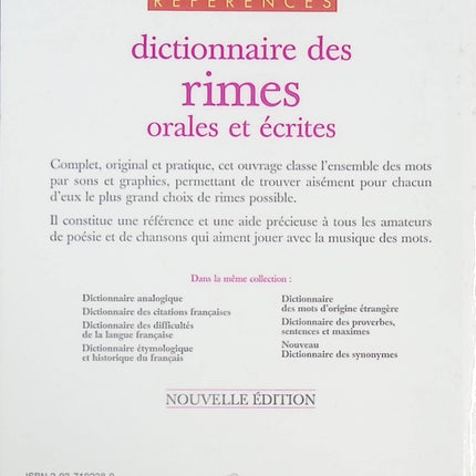 Dictionnaire des rimes orales et écrites – outil complet pour poètes, écrivains et enseignants | Léon Warnant - livre