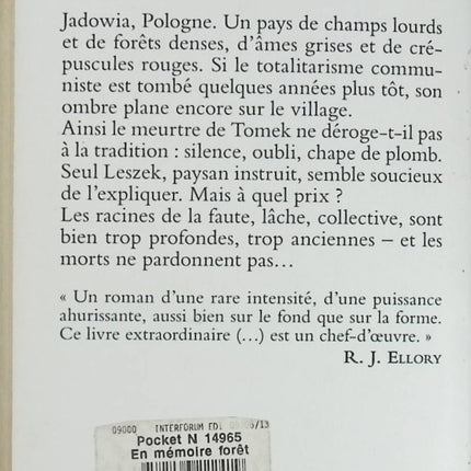 En mémoire de la forêt livre adulte Charles T Powers roman contemporain historique guerre et espionnage - Livre