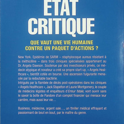 État critique – Robin Cook thriller médical hôpital suspense virus complot santé - Livre