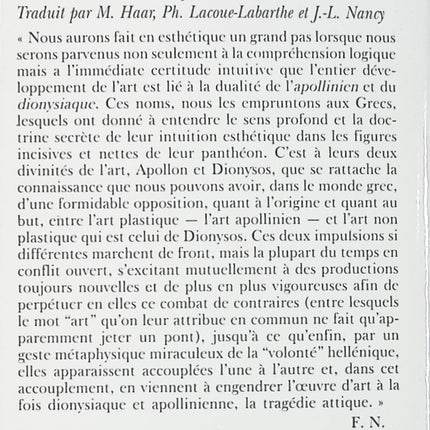 La naissance de la tragédie - Friedrich Nietzsche - livre