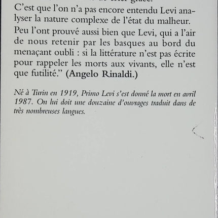 Si c'est un homme - Primo Levi - Livre