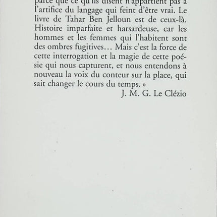 La Prière de l’absent livre adulte Tahar Ben Jelloun roman contemporain drame et réflexion sociale - Livre