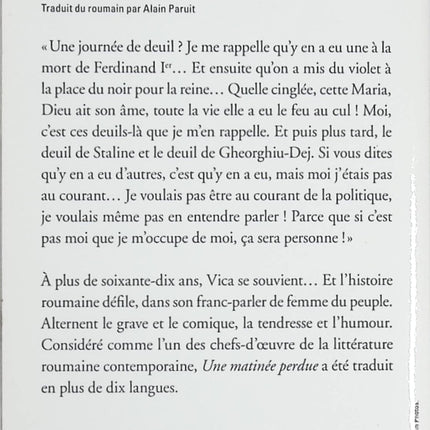 Une matinée perdue – Gabriela Adames̜teanu | Roman contemporain roumain - livre