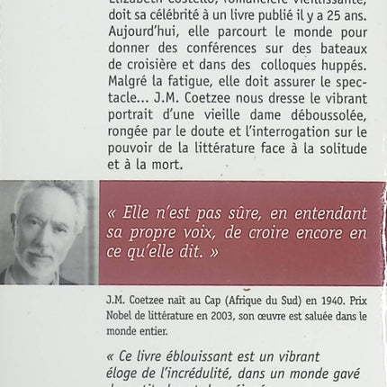 Elizabeth Costello – Huit leçons – J. M. Coetzee | Roman philosophique contemporain - livre