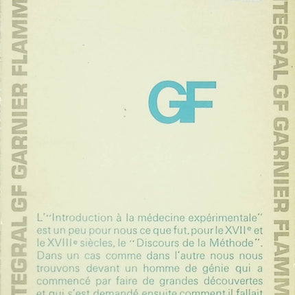 Introduction à l'étude de la médecine expérimentale - Claude Bernard – Livre d’occasion - livre