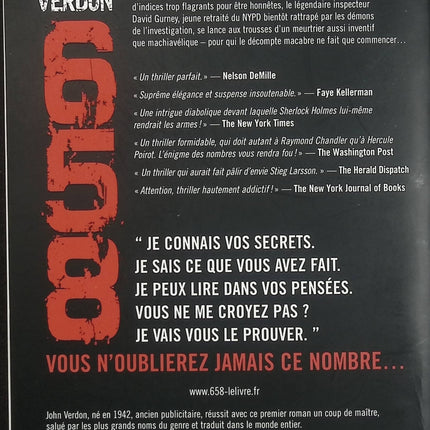 658 – John Verdon – thriller psychologique et enquête du détective David Gurney – livre d’occasion - Livre