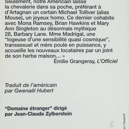 Chroniques de San Francisco, tome 5 - D’un bord à l’autre livre adulte Armistead Maupin roman contemporain drame et humour urbain - Livre