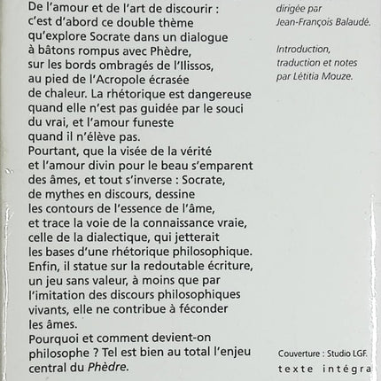 Œuvre philosophique et théâtre antique – Phèdre Platon
