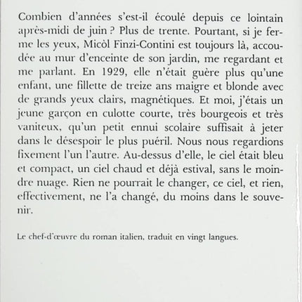 Le Jardin des Finzi-Contini – Giorgio Bassani | Roman historique italien - livre