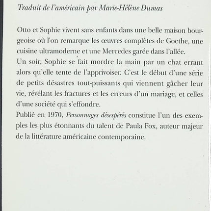 Personnages désespérés – Paula Fox | Roman contemporain américain - livre